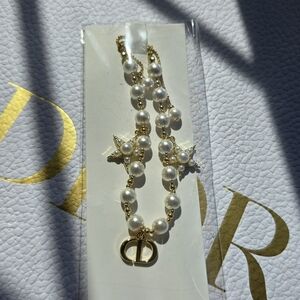 Dior Beauty Gold and Faux Pearl Star Bracelet/Bag Charm